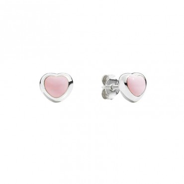 Orecchini Cuore Queriot in Argento e Smalto Rosa