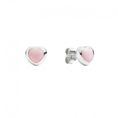 Orecchini Cuore Queriot in Argento e Smalto Rosa