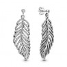 Orecchini Pandora Piume Pendenti Luminose in Argento e Zirconia Cubica