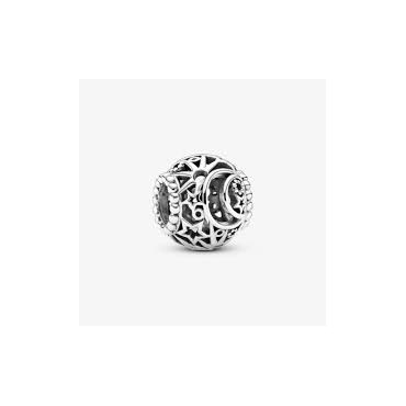 Charm  Pandora Openwork Sole, Stelle e Luna in Argento