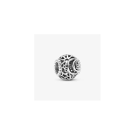Charm  Pandora Openwork Sole, Stelle e Luna in Argento