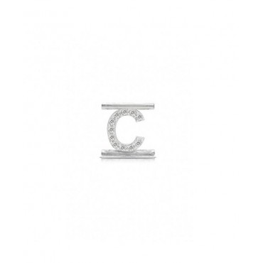 Lettera  Eleonora Giordani C in  Argento con Zirconi