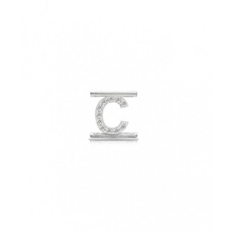 Lettera  Eleonora Giordani C in  Argento con Zirconi