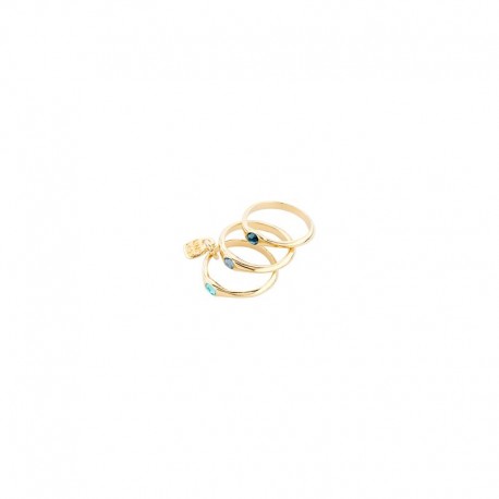 Anello Donna Uno de 50 Happy Blue in Argento Oro Giallo con Swarovski