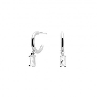 Orecchini Cerchietto  PdPaola in Argento con Con Zirconi Pendenti Bianchi