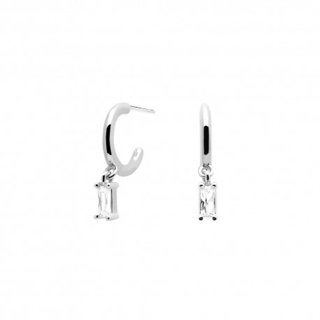 Orecchini Cerchietto  PdPaola in Argento con Con Zirconi Pendenti Bianchi