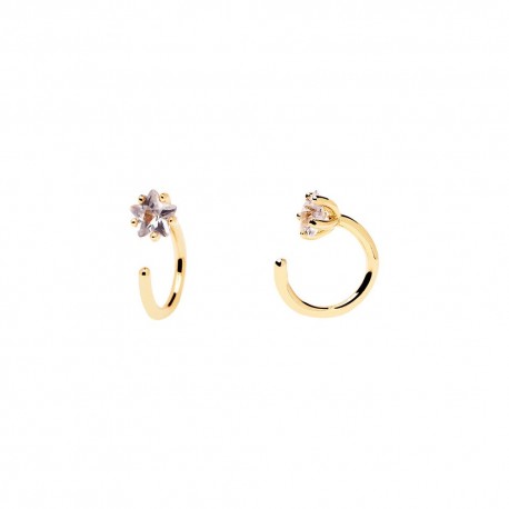 Orecchini Cerchietto a Lobo  PdPaola in Argento Oro giallo con con Zirconi a forma di Stella color Lavanda