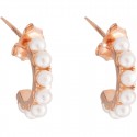 Orecchini Donna Rebecca Golden Ear in Argento Placcato Oro Rosa con Pietre Bianche