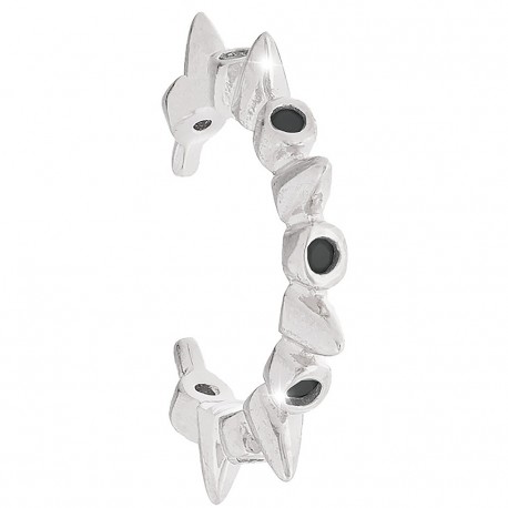 Ear Cuff Donna Rebecca Golden Ear in Argento con Pietre Nere