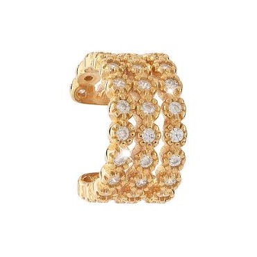 Ear Cuff Donna Rebecca Golden Ear in Argento Placcato Oro Giallo con Zirconi