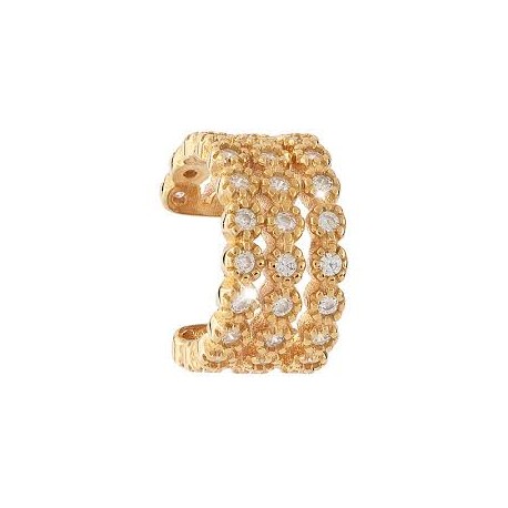 Ear Cuff Donna Rebecca Golden Ear in Argento Placcato Oro Giallo con Zirconi