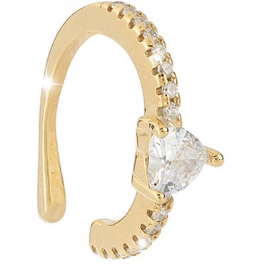 Ear Cuff Donna Rebecca Golden Ear in Argento Placcato Oro Giallo con Zirconi