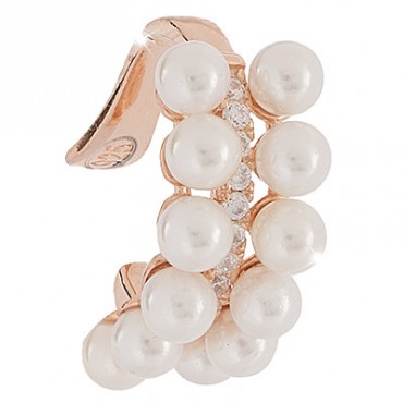 Ear Cuff Donna Rebecca Golden Ear in Argento Placcato Oro Giallo con Zirconi e Perle