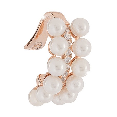 Ear Cuff Donna Rebecca Golden Ear in Argento Placcato Oro Giallo con Zirconi e Perle