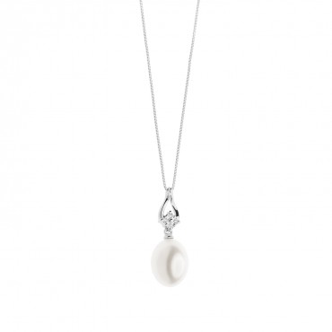 Collana Donna Comete Gioielli Fantasia di Perle in oro Bianco con Perle Coltivate e Diamanti