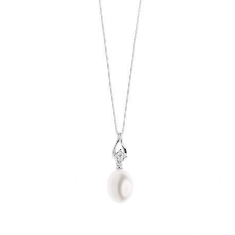 Collana Donna Comete Gioielli Fantasia di Perle in oro Bianco con Perle Coltivate e Diamanti