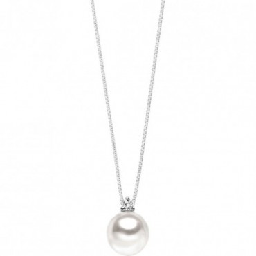 Collana Donna Comete Gioielli Fantasia di Perle in Oro Bianco con Perle Coltivate e Diamanti