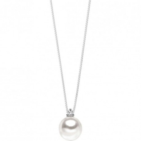 Collana Donna Comete Gioielli Fantasia di Perle in Oro Bianco con Perle Coltivate e Diamanti