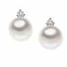 Orecchini Donna Comete Gioielli Easy Basic in Oro Bianco con Perle Coltivate e Diamanti