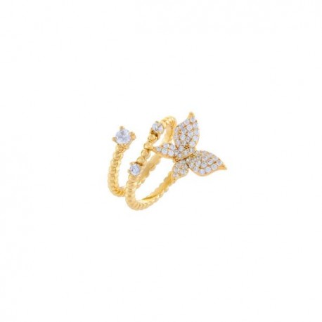 Anello Farfalla  Lauren P. Jewels in Argento Placcato Oro giallo con Zirconi