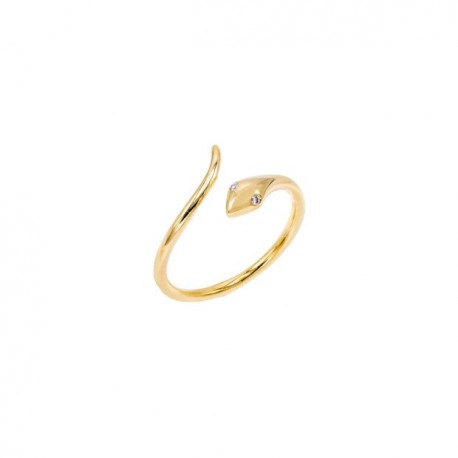 Anello Serpente  Lauren P. Jewels in Argento Placcato Oro Giallo con Zirconi Regolabile