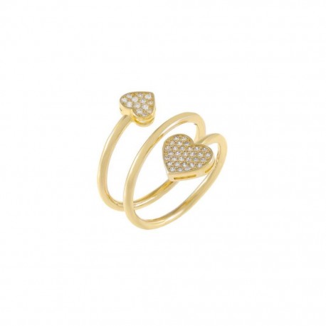Anello Spirale Cuore  Lauren P. Jewels in Argento Placcato Oro Giallo con Zirconi