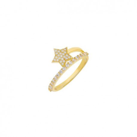 Anello Stella  Lauren P. Jewels in Argento Placcato Oro Giallo con Zirconi