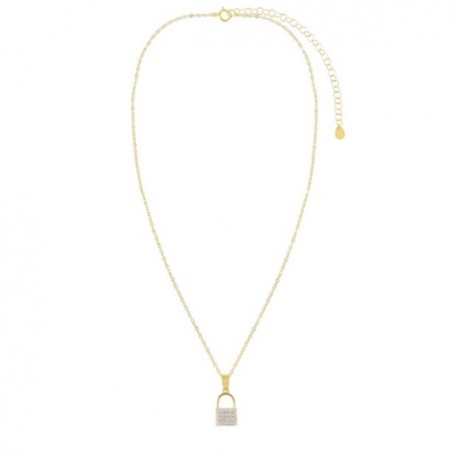 Collana Lucchetto  Lauren P. Jewels in Argento Placcato Oro Giallo con Zirconi