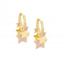 Orecchini Cerchio Forma Cuore  Lauren P. Jewels in Argento Placcato Oro Giallo con Zirconi Rosa Chiaro