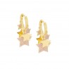 Orecchini Cerchio Forma Cuore  Lauren P. Jewels in Argento Placcato Oro Giallo con Zirconi Rosa Chiaro