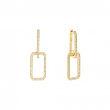 Orecchini Forma Rettangolare  Lauren P. Jewels in Argento Placcato Oro Giallo con Zirconi