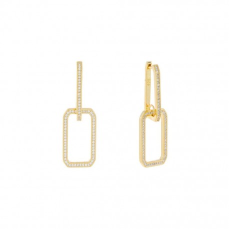 Orecchini Forma Rettangolare  Lauren P. Jewels in Argento Placcato Oro Giallo con Zirconi