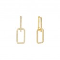 Orecchini Forma Rettangolare  Lauren P. Jewels in Argento Placcato Oro Giallo con Zirconi