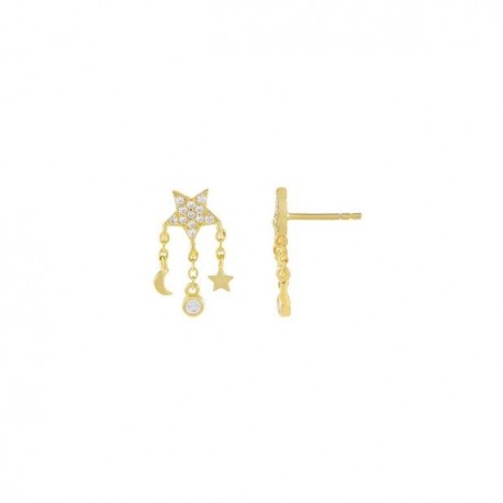 Orecchini Stella  Lauren P. Jewels in Argento Placcato Oro Giallo con Zirconi