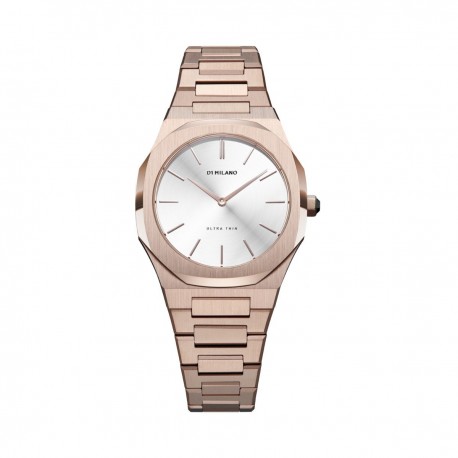 Orologio D1 Milano Rose Cloud Al quarzo cassa da 34mm Oro Rosa in Acciaio quadrante Bianco cinturino in Acciaio