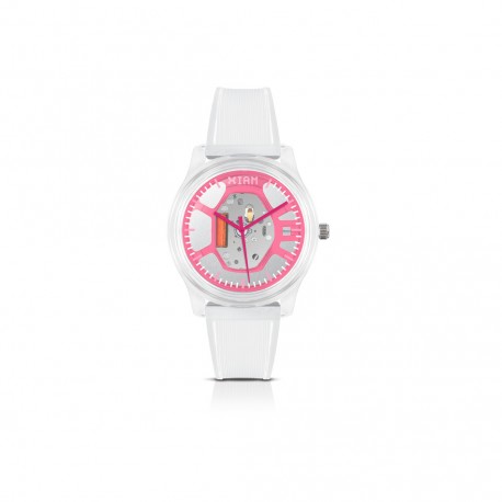 Orologio IAM   Al quarzo cassa da 36mm Trasparente in Policabonato quadrante Rosa cinturino in Silicone