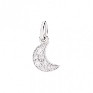 Charm donna DoDo in Oro Bianco Ciondolo Mezza Luna e Diamanti Segui i tuoi sogni -  DMLU/OB/B