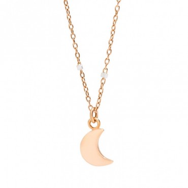 Collana donna DoDo in Oro Rosa Pendente Ciondolo Mezza Luna Segui i tuoi sogni 40cm -  DCLLP/LUPP/9/K