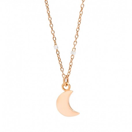 Collana donna DoDo in Oro Rosa Pendente Ciondolo Mezza Luna Segui i tuoi sogni 40cm -  DCLLP/LUPP/9/K