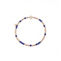 Bracciale Dodo con Mini Granelli in Oro Rosa 9 Kt e Ceramica Blu