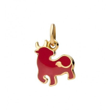 Ciondolo Dodo Bue in Oro Giallo18ct e Smalto Rosso