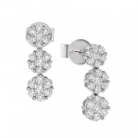 Orecchini Trilogy Scalare Taglio Brillante  Giorgio Visconti in  Oro Bianco con Diamante Ct 0,51