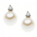 Orecchini Donna Comete gioielli Fantasia di Perle in Oro bianco con Perle Coltivate e Diamanti