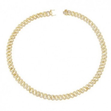 Choker Groumette  Lauren P. Jewels in Argento Placcato Oro Giallo con Zirconi