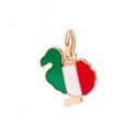 Ciondolo Dodo in oro rosa 9 kt e smalto verde, bianco e rosso. Incisione sul retro 'DoDo Love Italy'
