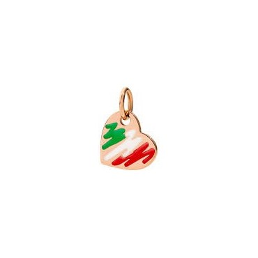 Cuore Dodo in Oro rosa con Smalto Tricolore