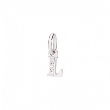 Charm pendente DoDo in Oro Bianco Lettera L e Diamanti