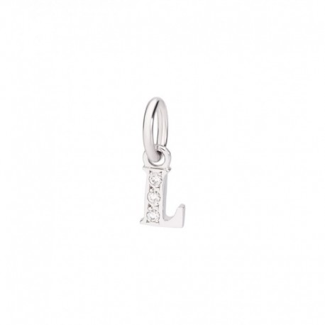 Charm pendente DoDo in Oro Bianco Lettera L e Diamanti