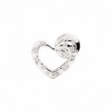 Orecchino Singolo a lobo Donna DoDo silhouette cuore in oro bianco 9kt con diamanti bianchi