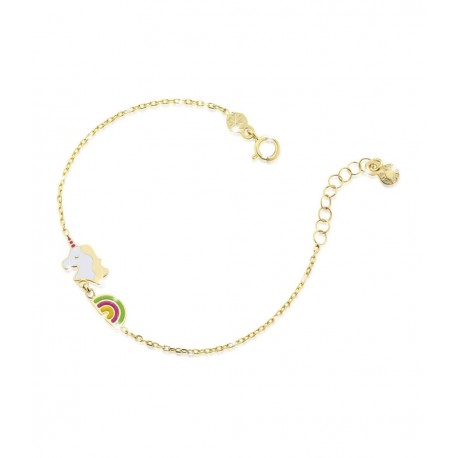 Bracciale Unicorno e Arcobaleno Bimba Le Bebè Toys in  Oro Giallo